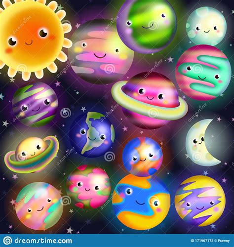 They know cute is our weakness and they're exploiting it to its fullest. Cute Starry Cosmic Outer Space Planets Stock Illustration ...