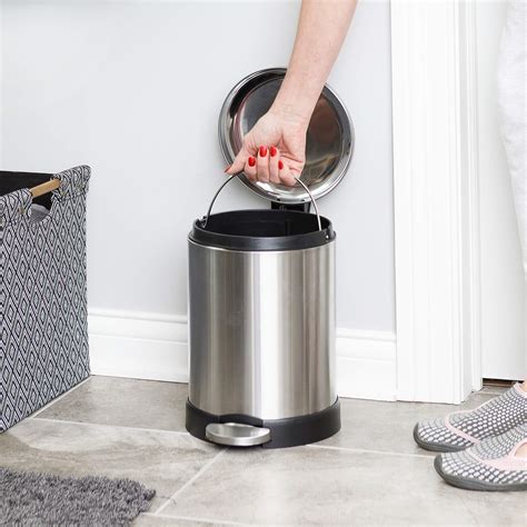 Glad Small Trash Can 12 Gallon Round Stainless Steel Garbage Bin