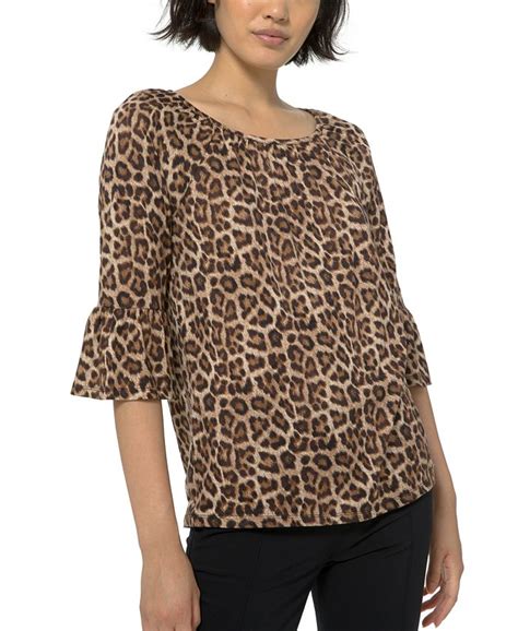 Michael Kors Plus Size Leopard Print Flare Sleeve Top Macys