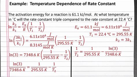Chem 201 Temperature Dependence Of Rate Constant Youtube