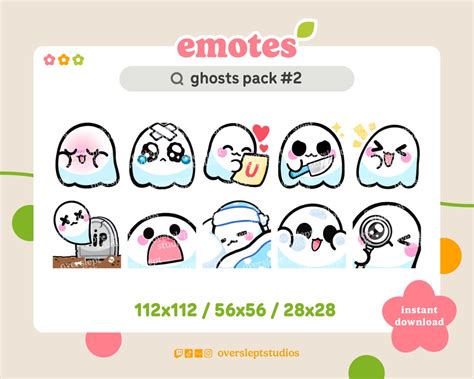 10 Cute Ghost Emotes Pack 2 For Twitch And Discord Spooky Twitch
