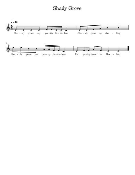 Shady Grove Sheet Music For Piano Solo Easy