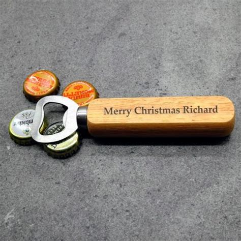 Personalised Wooden Handle Bottle Opener Merry Christmas T Ebay