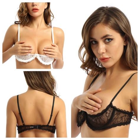 Femmes See Through Lace Bralette Push Up Bra Top Sheer Sous V Tements