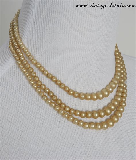 New Listing Now Available Vintage Three Strand Graduated Faux Pearl