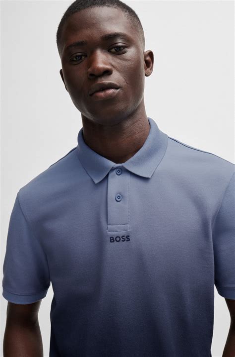 BOSS - Cotton-piqué polo shirt with dip-dye finish