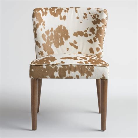 Tan Hued Cow Print Upholstery Chair 300 For Set Of 2 World Market