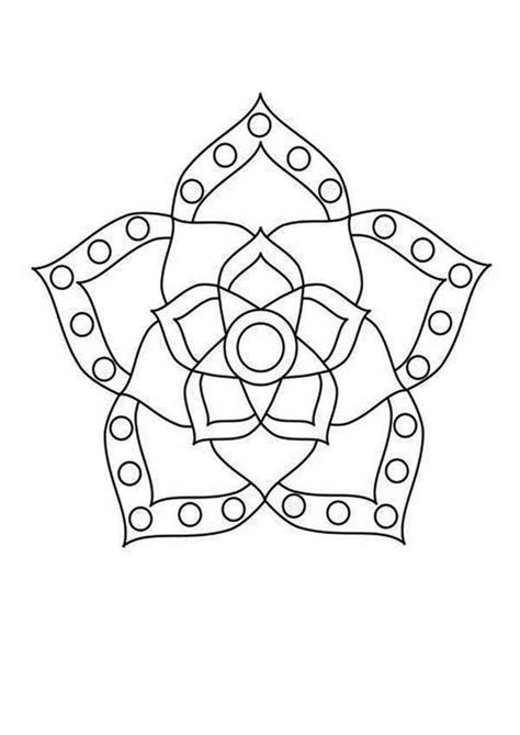 Download these printable coloring pages for adults. Flower Blossom Rangoli Design Coloring Page - NetArt