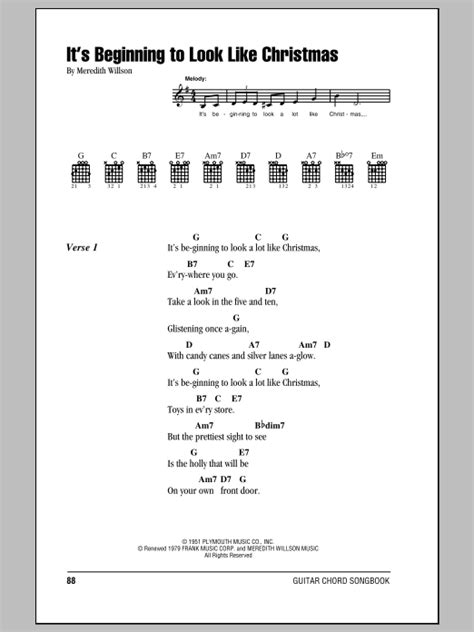 It S Beginning To Look Like Christmas By Meredith Willson Guitar Chords Lyrics Guitar Instructor