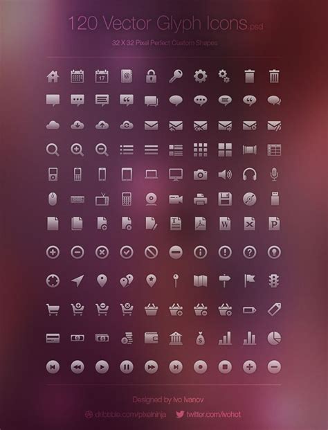 Free Download 120 Vector Glyph Icons Webdesigner Depot Glyph Icon