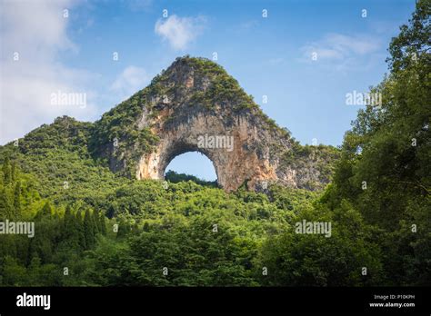 Scenic Summer Sunny Landscape At Moon Hill Yangshuo County Of Guilin