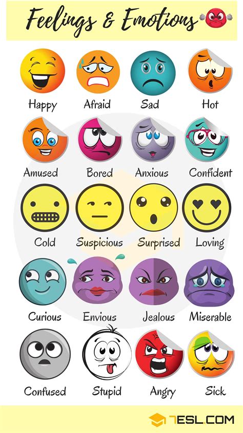 List Of Feelings Feeling Words And Emotion Words In English • 7esl
