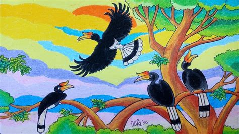 Lukisan Pemandangan Alam Dan Burung