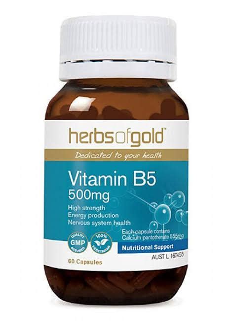 The following doses of pantothenic acid (vitamin b5) are recommended daily: Herbs of Gold, Vitamin B5 500mg, 60 Veggie Capsules - Mega ...
