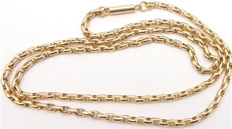 Antique 1875 Inch Long 9 Carat Yellow Gold Chain Necklace Weighs 74