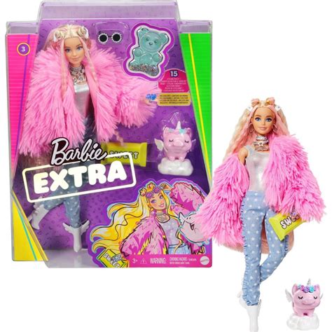 Webshop Barbie Extra Doll Fluffy Pink Jacket