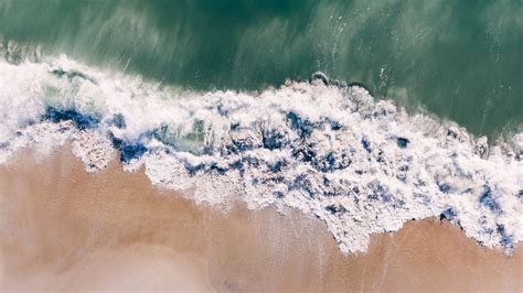 Download Wallpaper 1920x1080 Ocean Aerial View Surf Sand Wave Full
