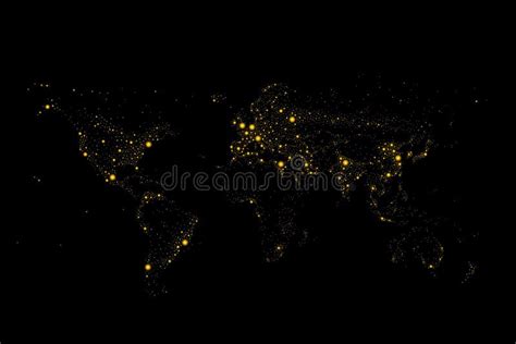 Earth Night Map With Lights Stock Vector Illustration Of Land