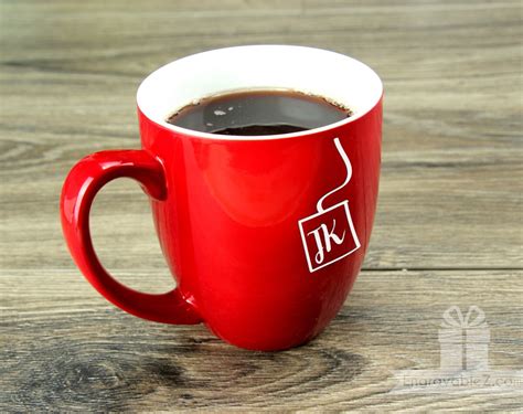 Custom Engraved Coffee Mug Red With White Engraving Etsy