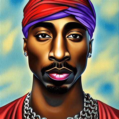 Tupac Shakur With Diamond Nose Ring And Red Bandana · Creative Fabrica