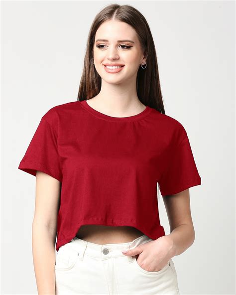 Buy Bold Red Boxy Slim Fit Crop Top For Women Red Online At Bewakoof