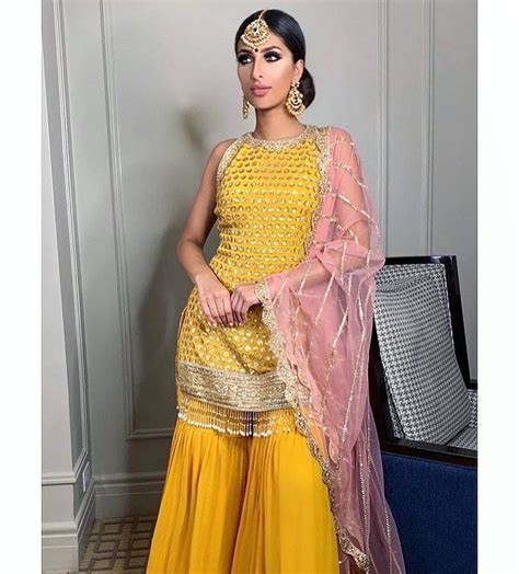 Yellow Sharara Garara Womens Suit Patiyala Salwar Kameez Etsy