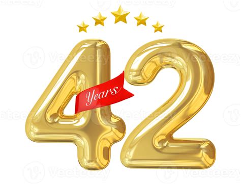 Aniversário De 42 Anos Dourado 11288017 Png