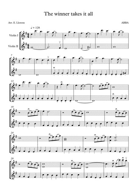 The Winner Takes It All Easy Solo Piano Free Music Sheet
