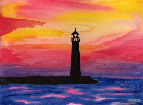 Watercolor Paintings Of Lighthouses Watercolor Examples