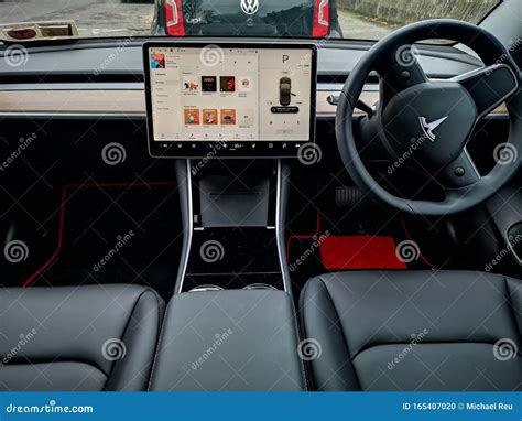 Tesla Electronic Car Design Interior Model 3 Editorial Image Image