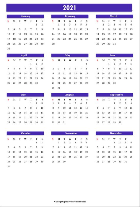 Download free calendar 2021 in google doc or word file format. Annual Calendar 2021 | Printable The Calendar