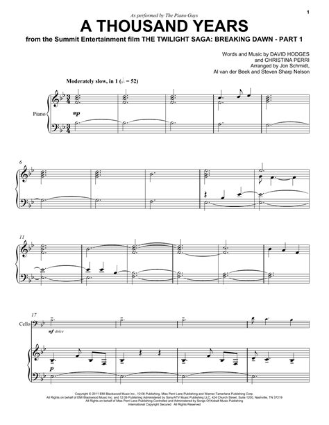 A Thousand Years Sheet Music Direct