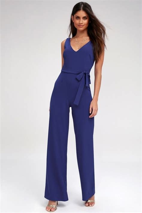 Screenplay Royal Blue Tie Back Jumpsuit Classy Jumpsuit Outfits