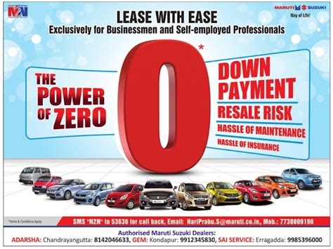 Zero Down Payment On Maruthi Suzuki Cars August 2016 Discount Offer