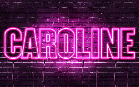 4k Free Download Caroline With Names Female Names Caroline Name Purple Neon Lights