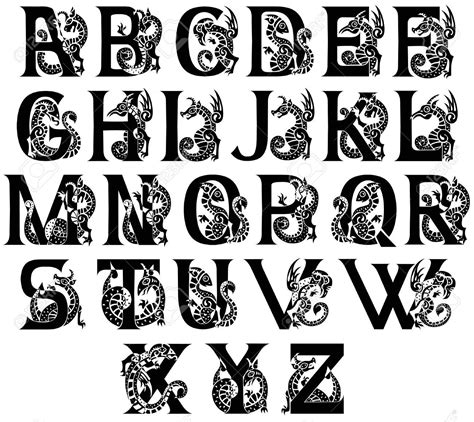 Medieval Alphabet With Gargoyls And Chimeras Stock Vector 21645390