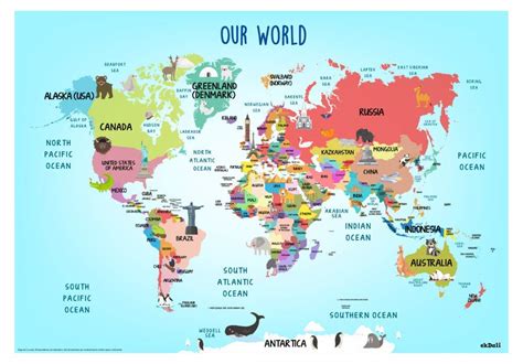 World Map With Country Names Zip Code Map