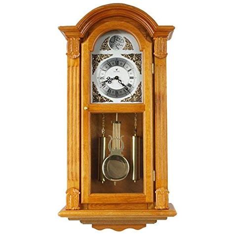 Justime 29 Inch Tall Deluxe Elaborate Oak Solid Wood Pendulum Wall