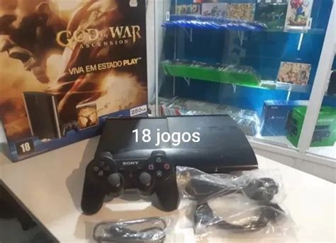 Ps3 Super Slim Gta 5 Fifa 19 Pes 18 God Of War 3 Escorrega O