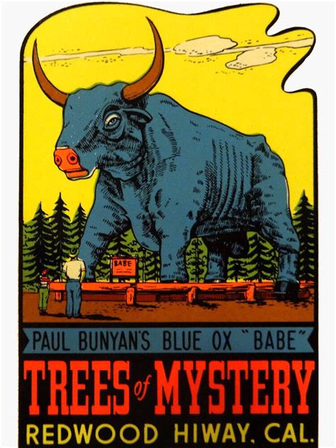 Blue Ox Babe Redwood Highway California Vintage Travel Decal Sticker