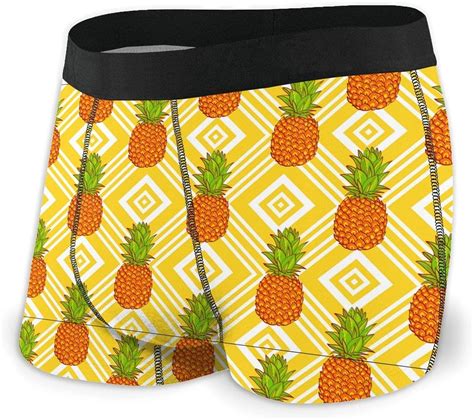 Tropical Pineapples Yellow Stripe Mens Boxer Briefs Underwear