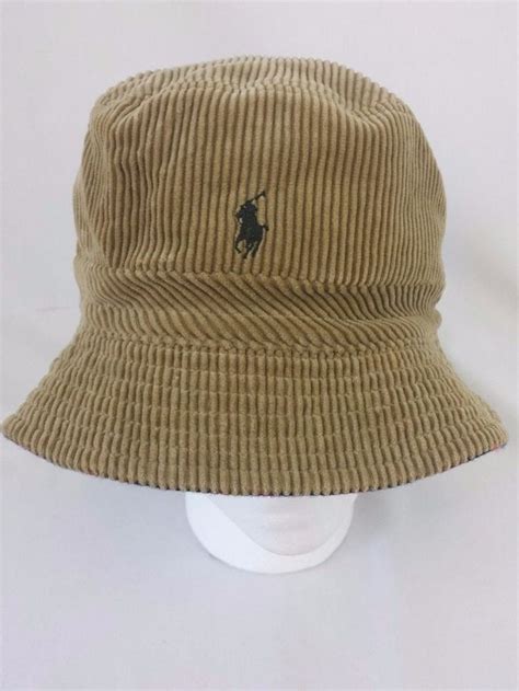 Polo Ralph Lauren Bucket Hat Brown Corduroy L Xl Polo Logo