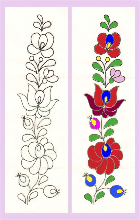 Two Different Types Of Flower Designs Are Shown In The Same Color And