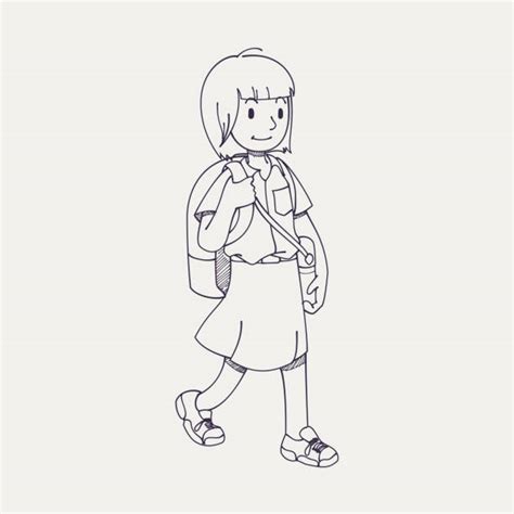 Best Drawing Of The Girl Walking To School Illustrations Royalty Free