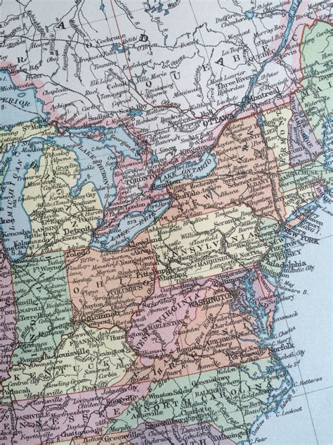 1920 United States East Original Vintage Map 12 X 145 Inches