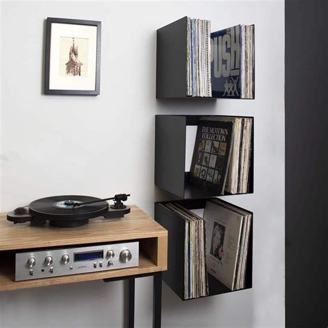 Minimalist Metal Square Cube Floating Wall Shelf For Vinyl Records Or