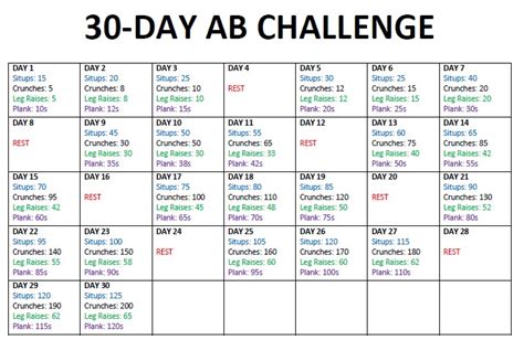 New Printable 30 Day Ab Challenge Calendar Free Printable Calendar