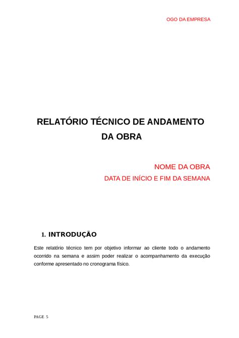 Exemplo De Relatorio De Acompanhamento De Projetos V Rios Exemplos