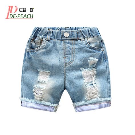 New Baby Boys Holes Jeans Shorts Pants Kids Summer Light Blue Denim