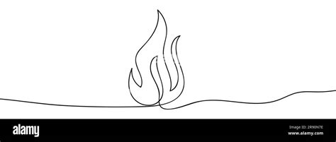 Continuous Line Of Fire Vector Illustration Isolated On White